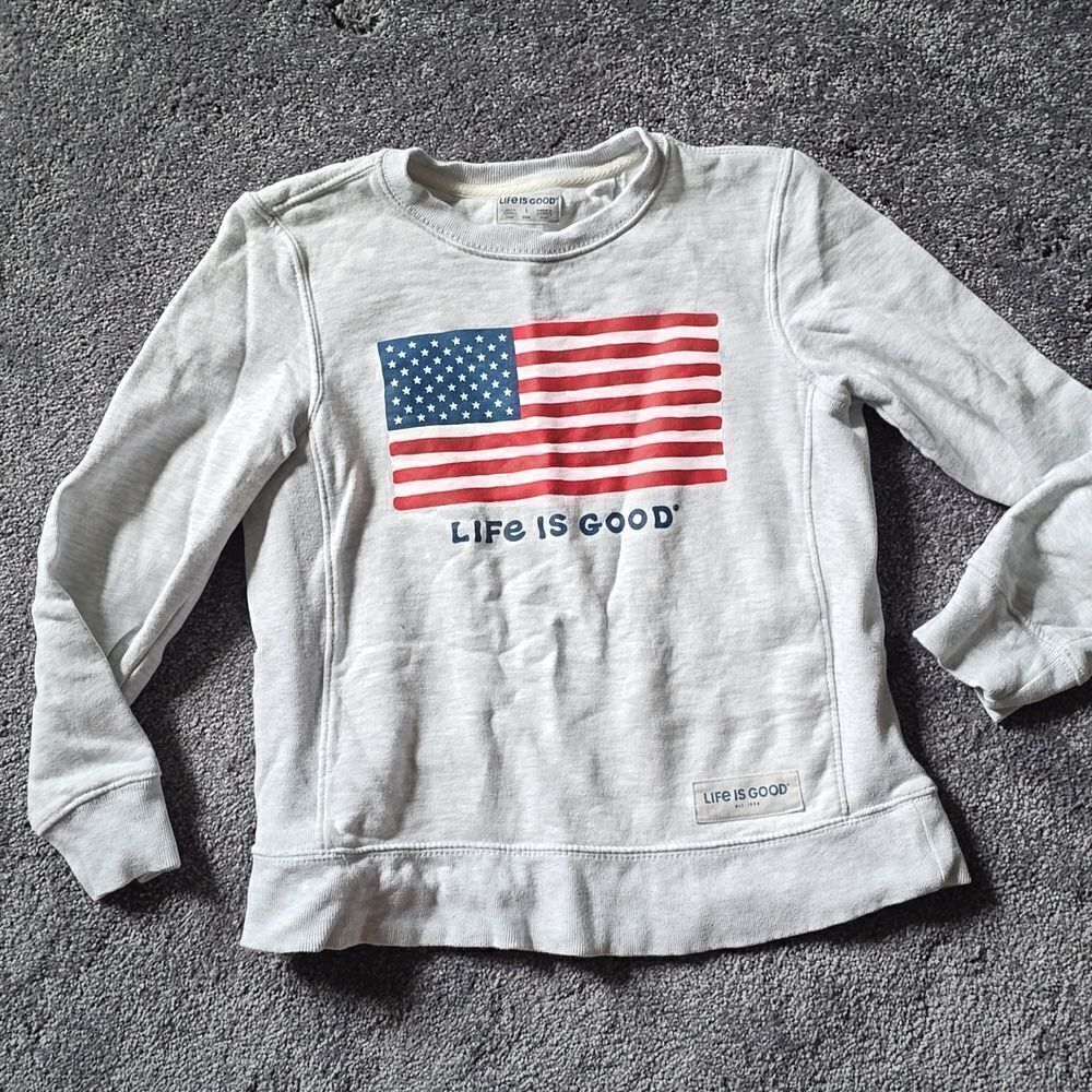Life is Good Sweatshirt Pullover Size L (8) Kids Boy Girl USA Excellent
